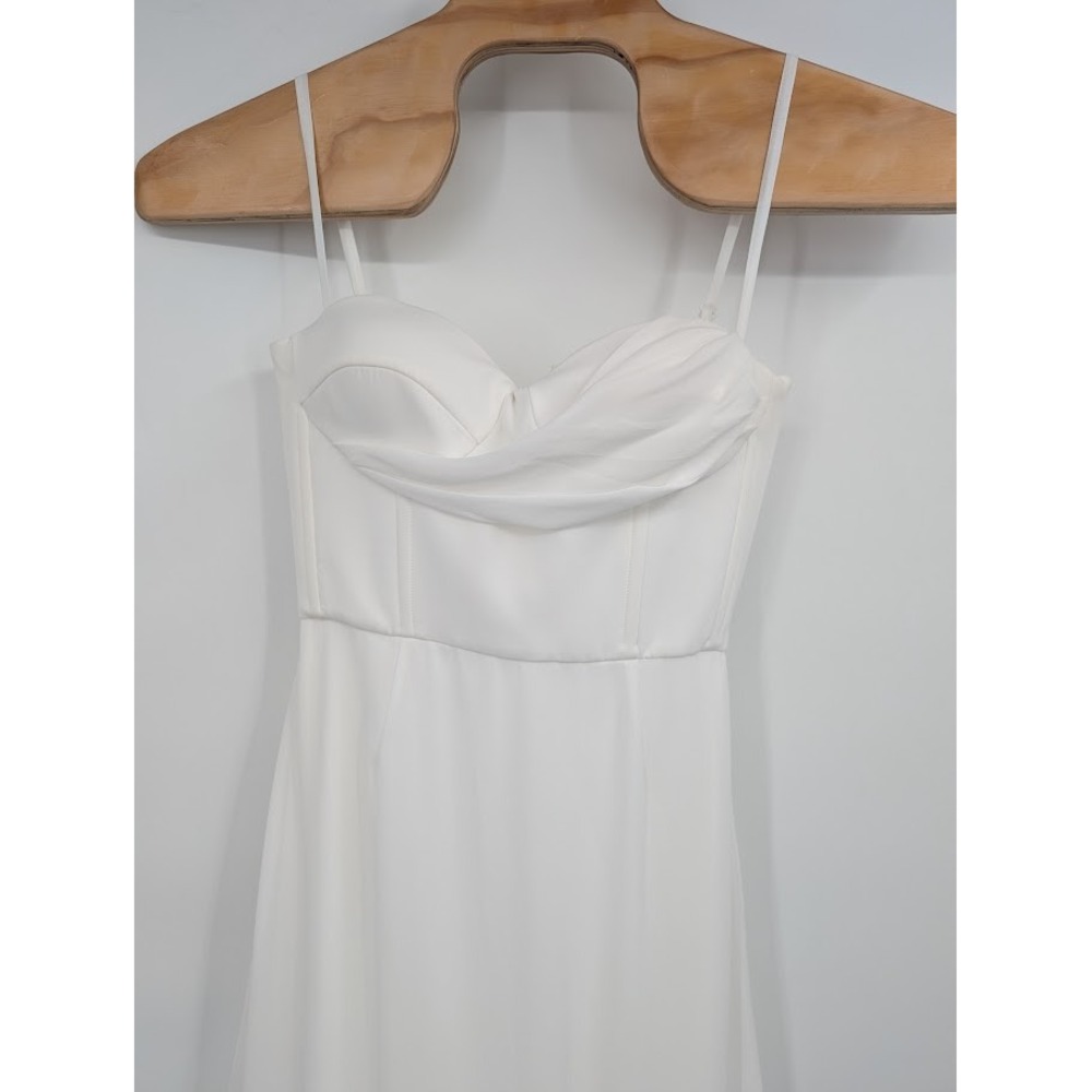 Post Meridiem Draped Bodice Bottom Flounced Bustier Dress‎ NWT white sz S